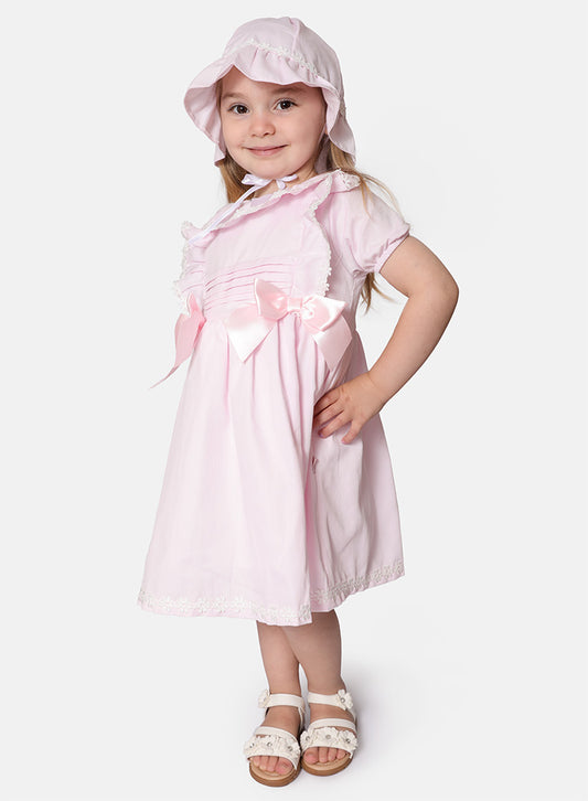 Baby Girl Graciela Collection 2-piece Spanish Dress with Hat - Baby Pink