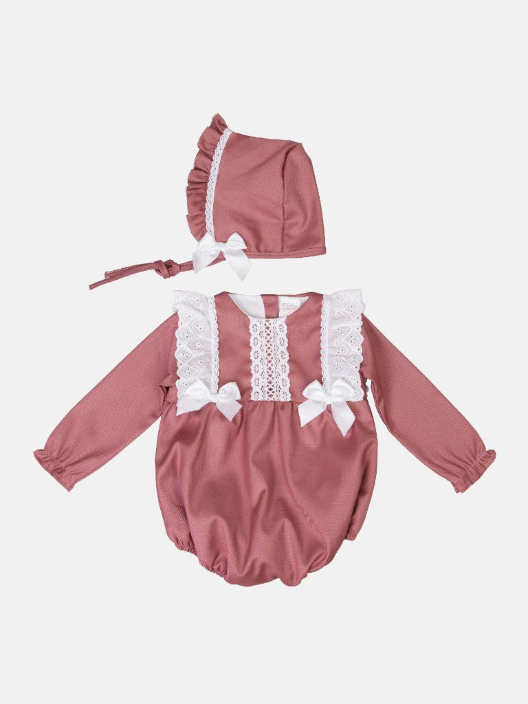 Baby Girl Nevaeh Collection Spanish Romper Set-Dusty Pink