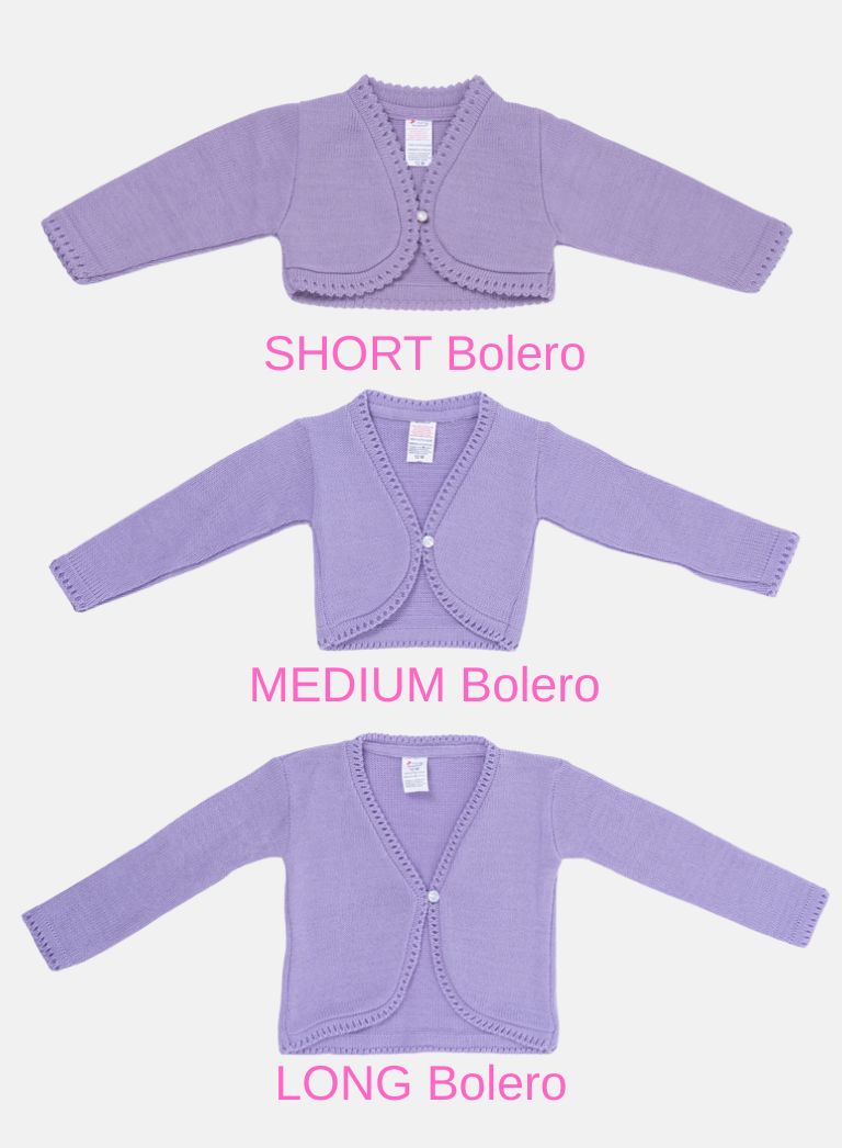 Luxury Baby Girl SHORT Bolero with Button - Purple