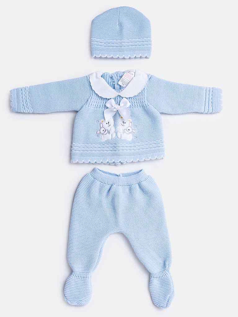 Baby Girl 3-piece Bunny Knitted Gift Box Set-Baby Blue