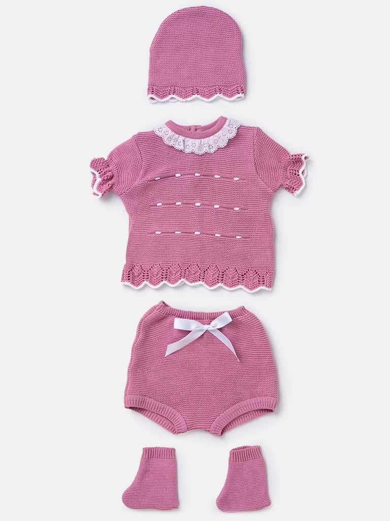 Baby Girl Julia Collection 4-piece Spanish Knitted Set-Lilac Pink
