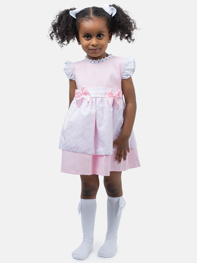 Baby Girl Estrella Collection Lace Spanish Dress-Baby Pink