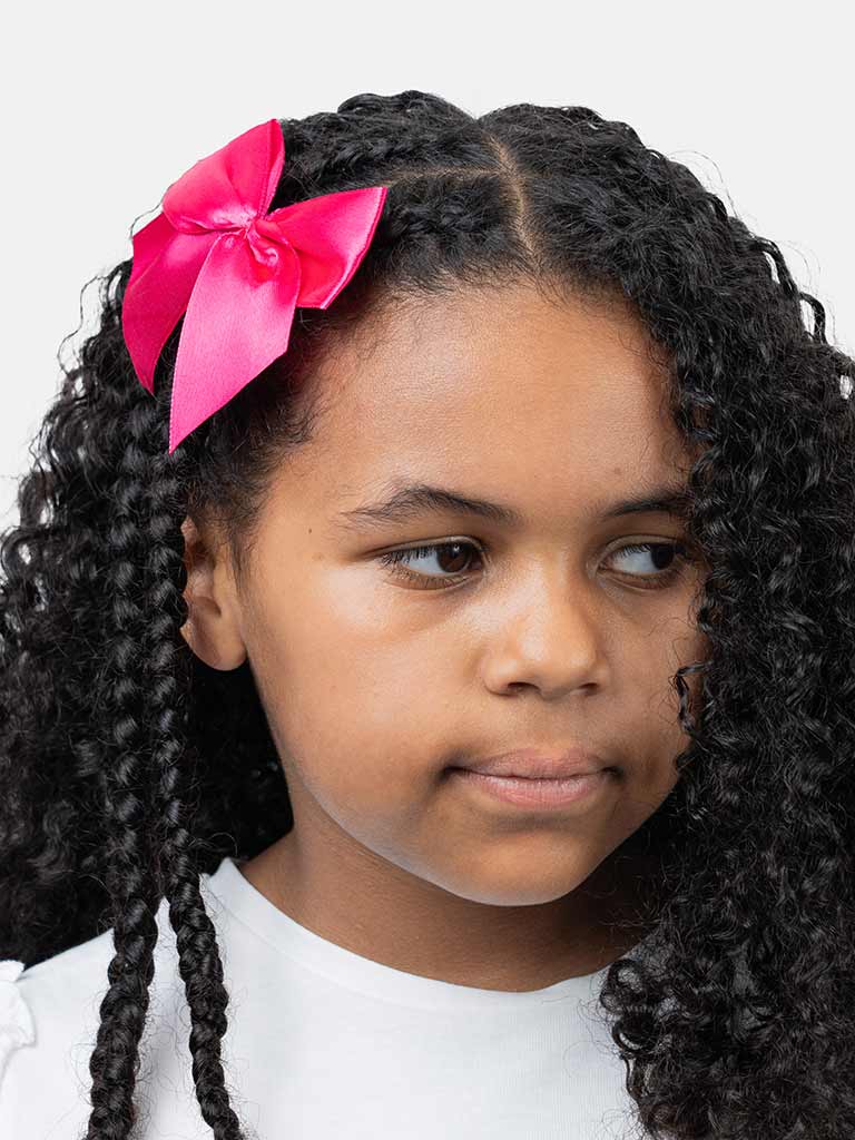 Baby Girl Vibrant Satin Bow Hairclip-Fuchsia Pink