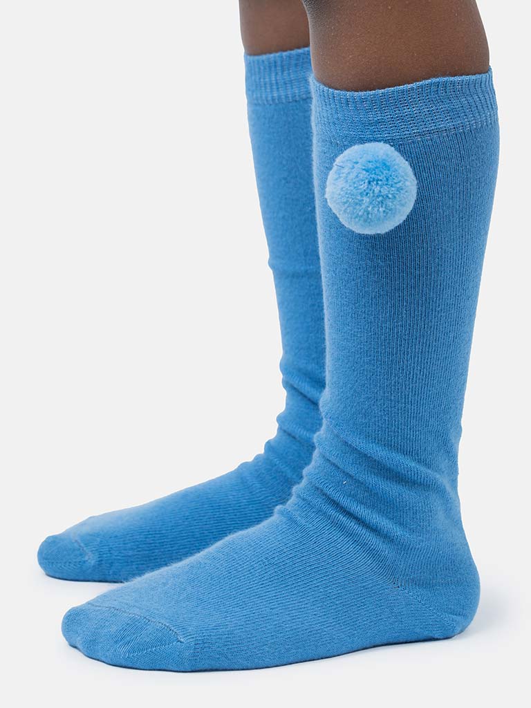 Baby Boy Vibrant Pom-pom Knee Socks-Blue