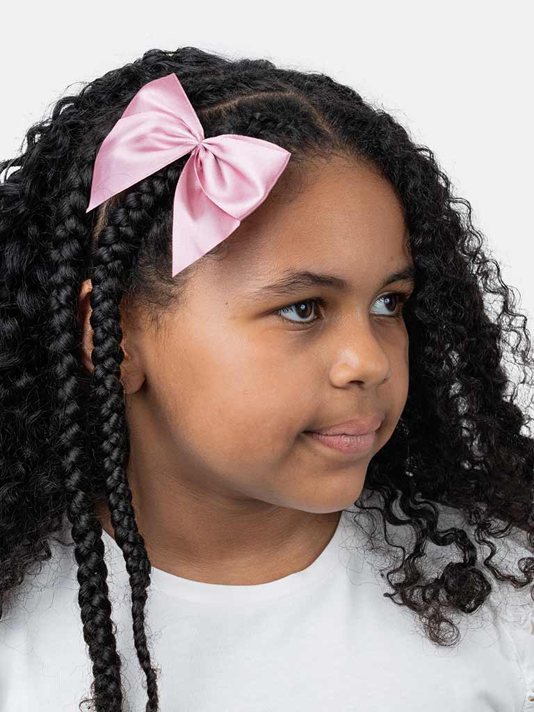 Baby Girl Vibrant Satin Bow Hairclip-Dusty Pink