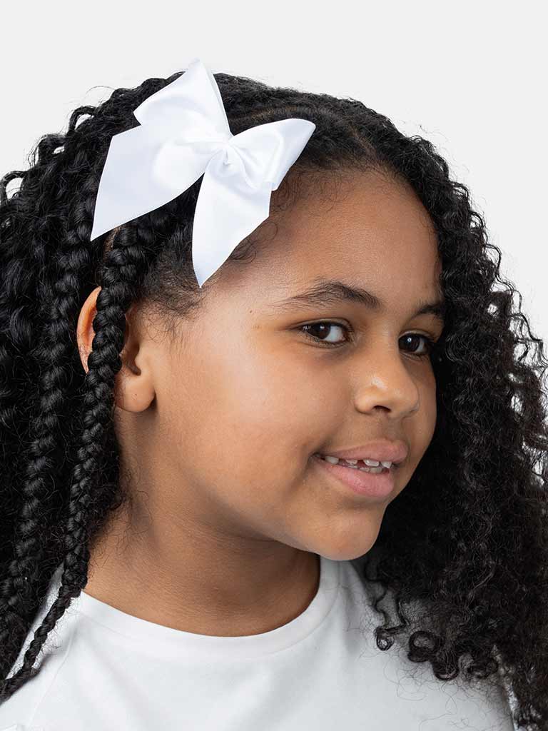 Baby Girl Vibrant Satin Bow Hairclip-White