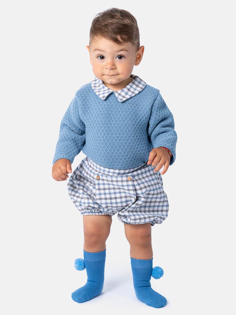Baby Boy Victor Collection 2-Piece Spanish Romper Set- Blue