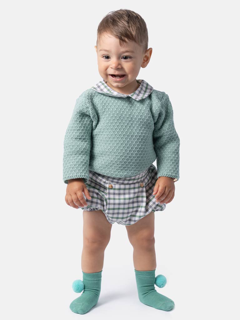 Baby Boy Victor Collection 2-Piece Spanish Romper Set - Mint Green
