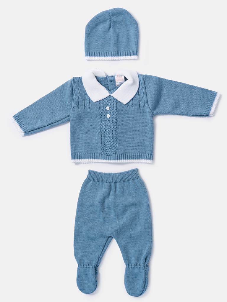 Baby Boy 3-piece Little Gentleman Knitted Gift Box Set - Blue