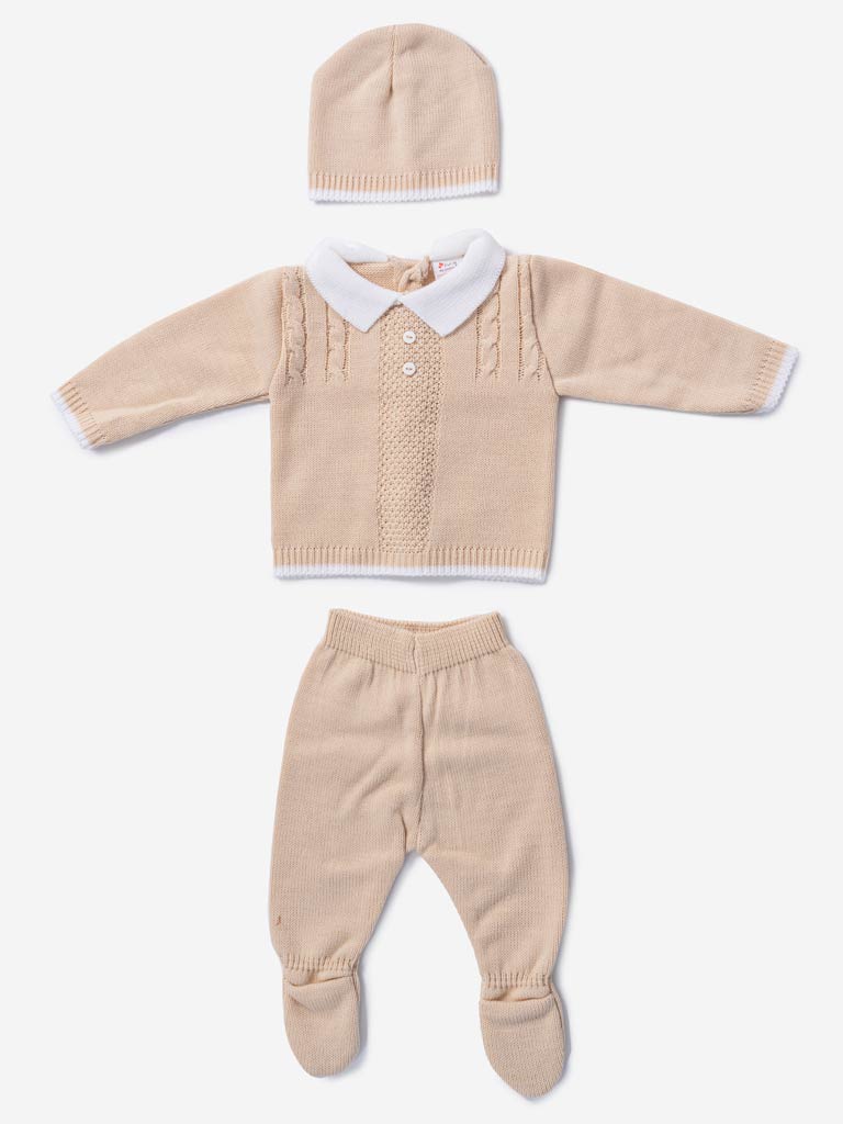 Baby Boy 3-piece Little Gentleman Knitted Gift Box Set-Beige
