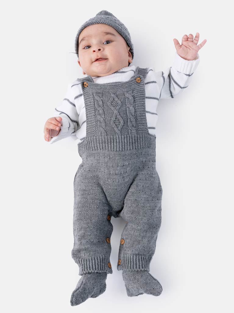 Baby Boy Teo Collection 4-piece Knitted Set - Grey