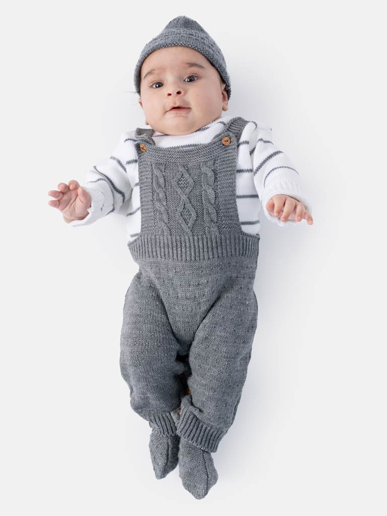 Baby Boy Teo Collection 4-piece Knitted Set - Grey