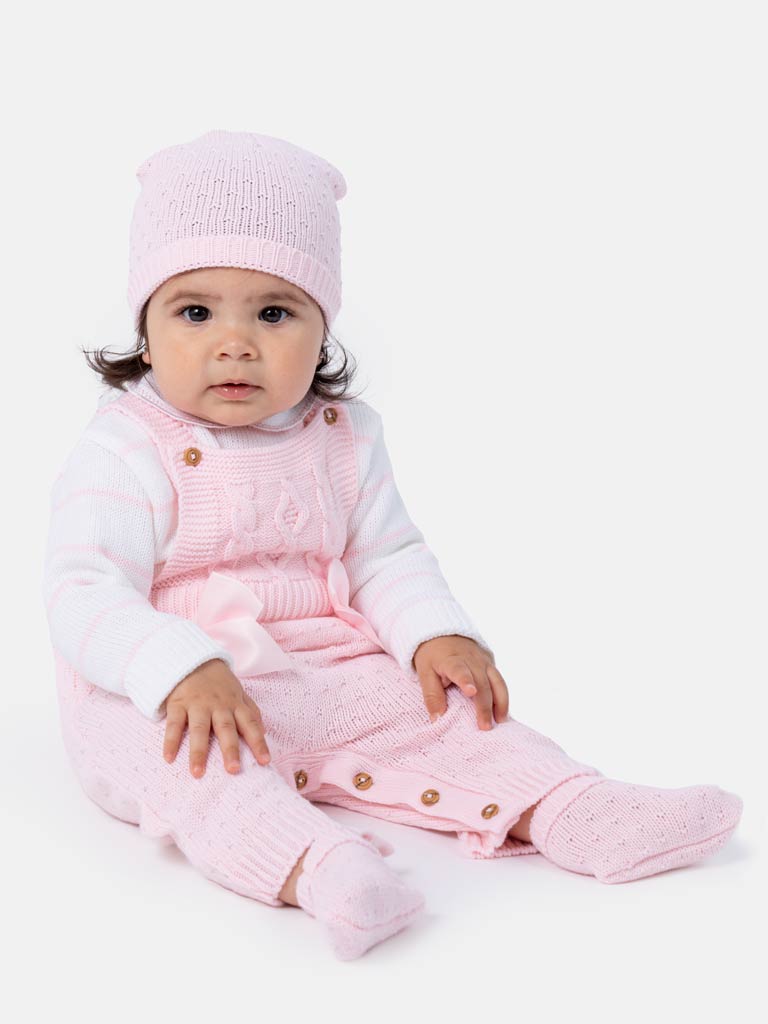 Baby Girl Nia Collection 4-piece Spanish Knitted Set- Baby Pink
