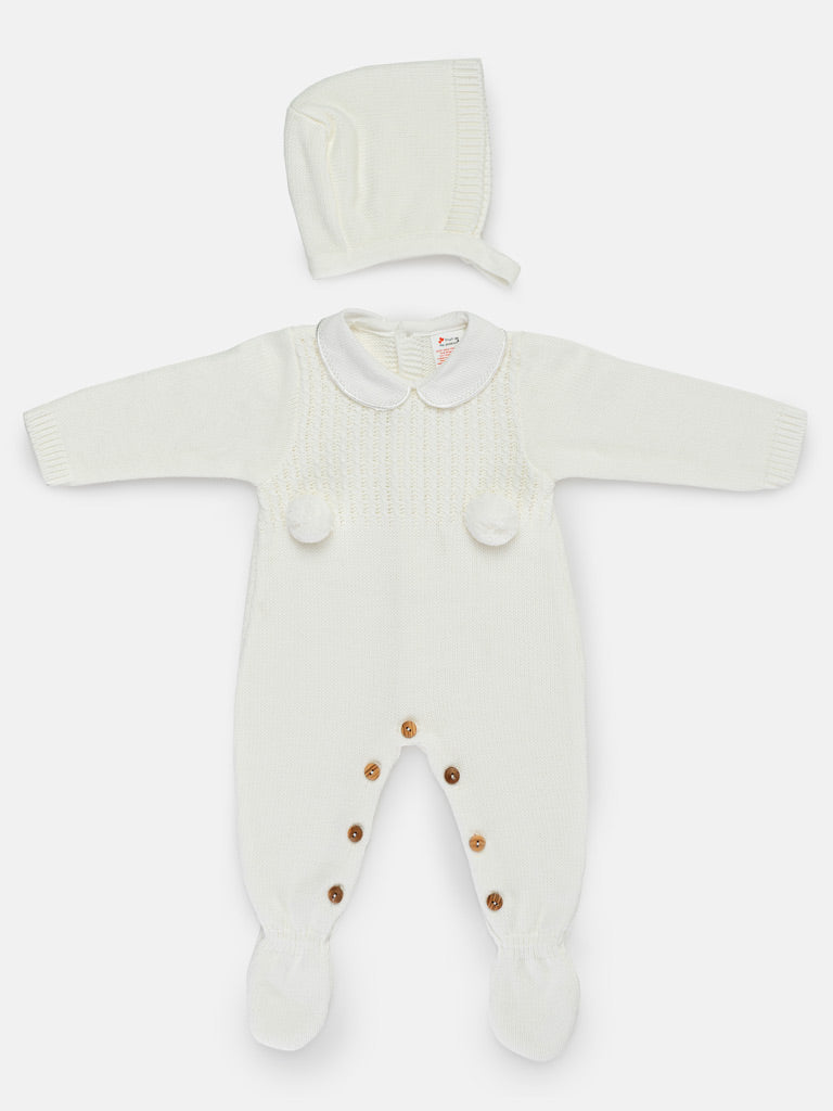 Baby Grow(Boy) 2-piece Pom Pom Gift Box Set - White