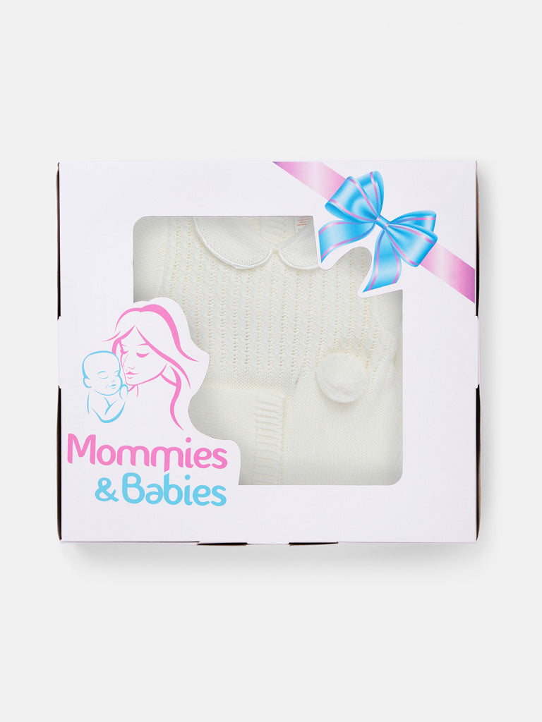 Baby Grow(Boy) 2-piece Pom Pom Gift Box Set - White