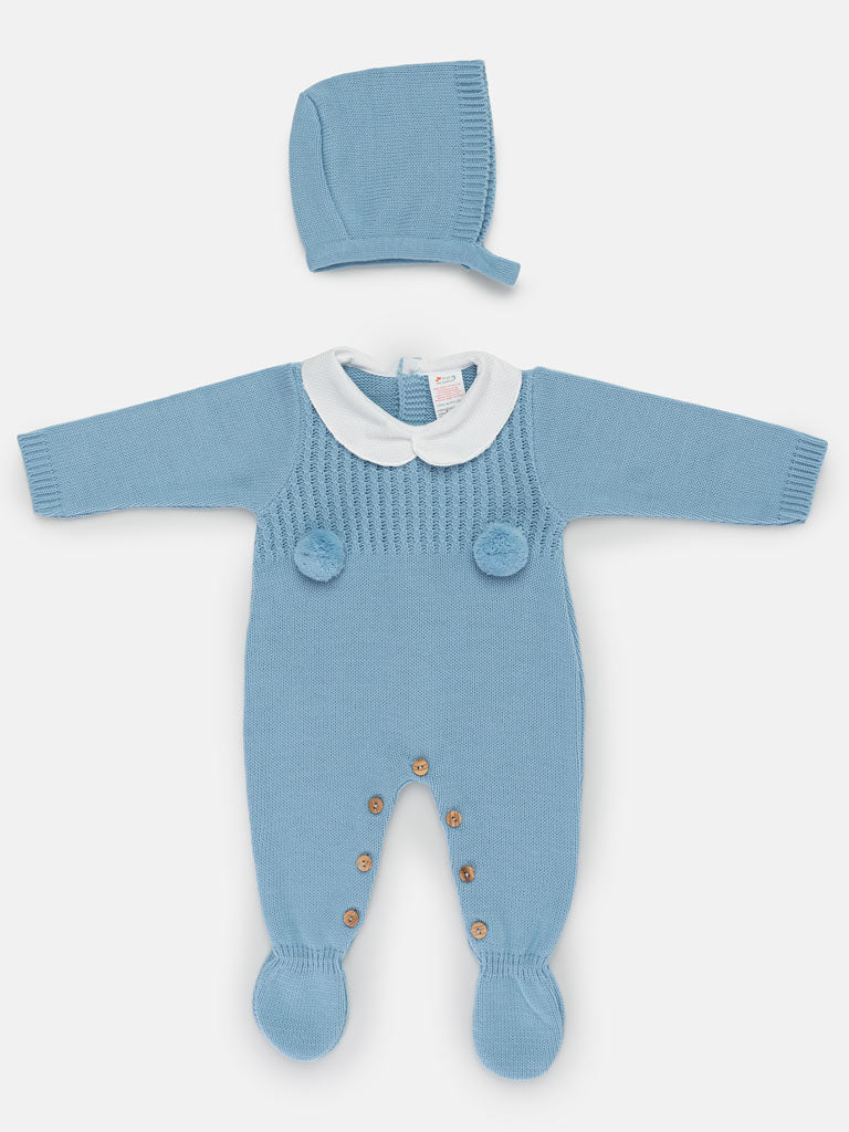 Baby Grow(Boy) 2-piece Pom Pom Gift Box Set - Blue