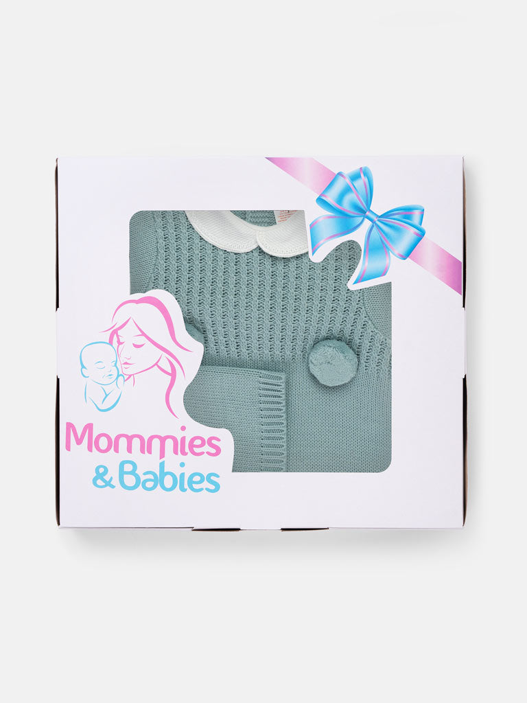 Baby Grow(Boy) 2-piece Pom Pom Gift Box Set - Mint Green