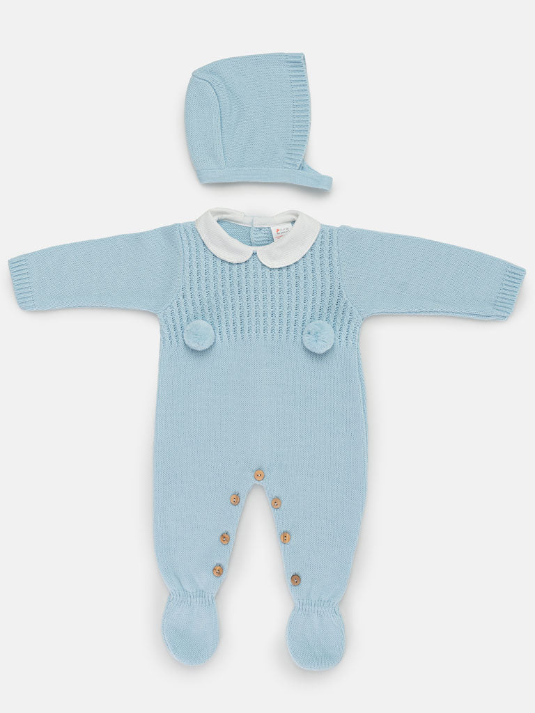 Baby Grow(Boy) 2-piece Pom Pom Gift Box Set - Baby Blue