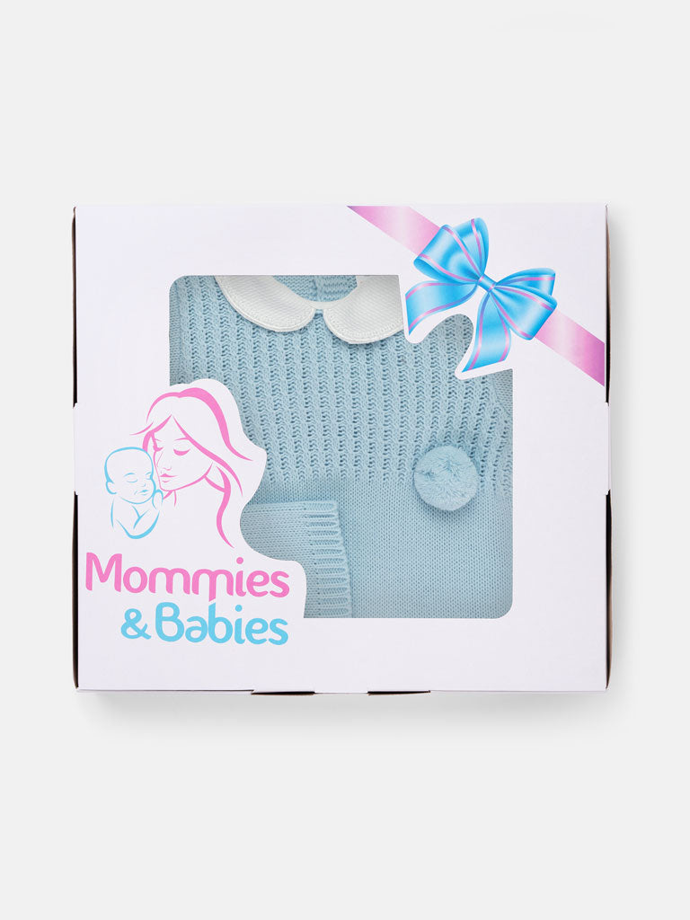 Baby Grow(Boy) 2-piece Pom Pom Gift Box Set - Baby Blue