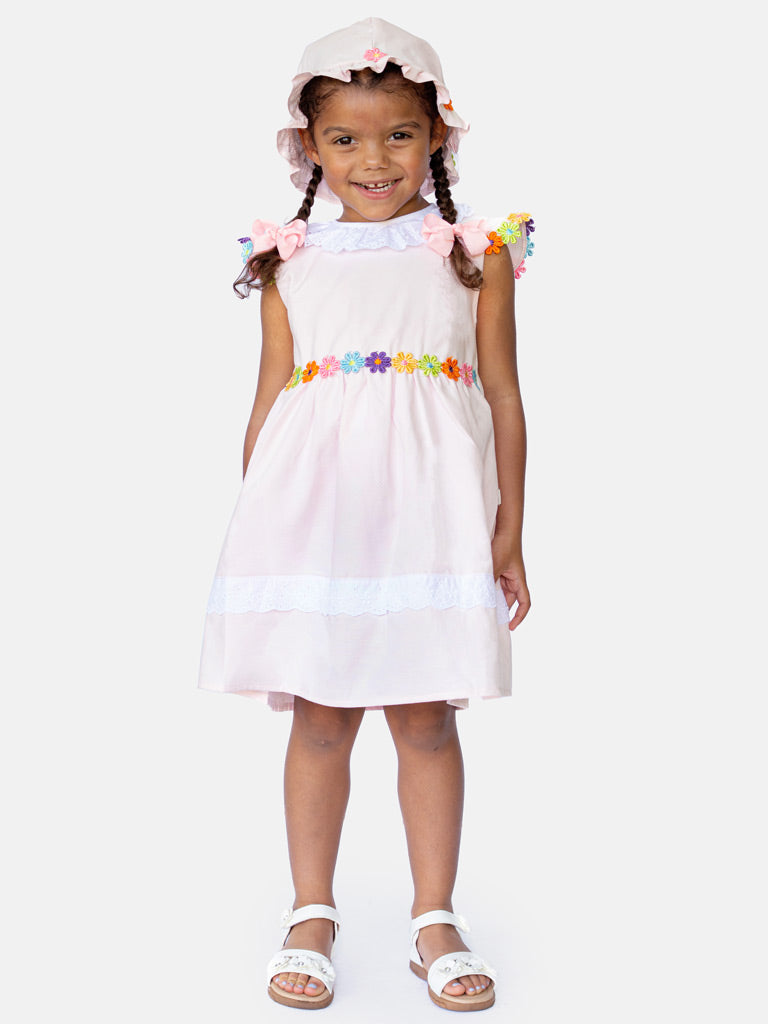 Baby Girl Laura Collection 2-piece Spanish Dress with Hat - Pink