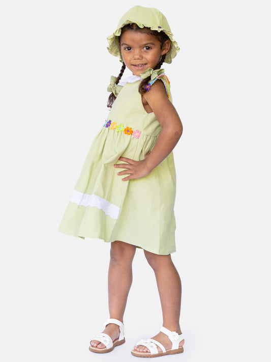 Baby Girl Laura Collection 2-piece Spanish Dress with Hat - Sage