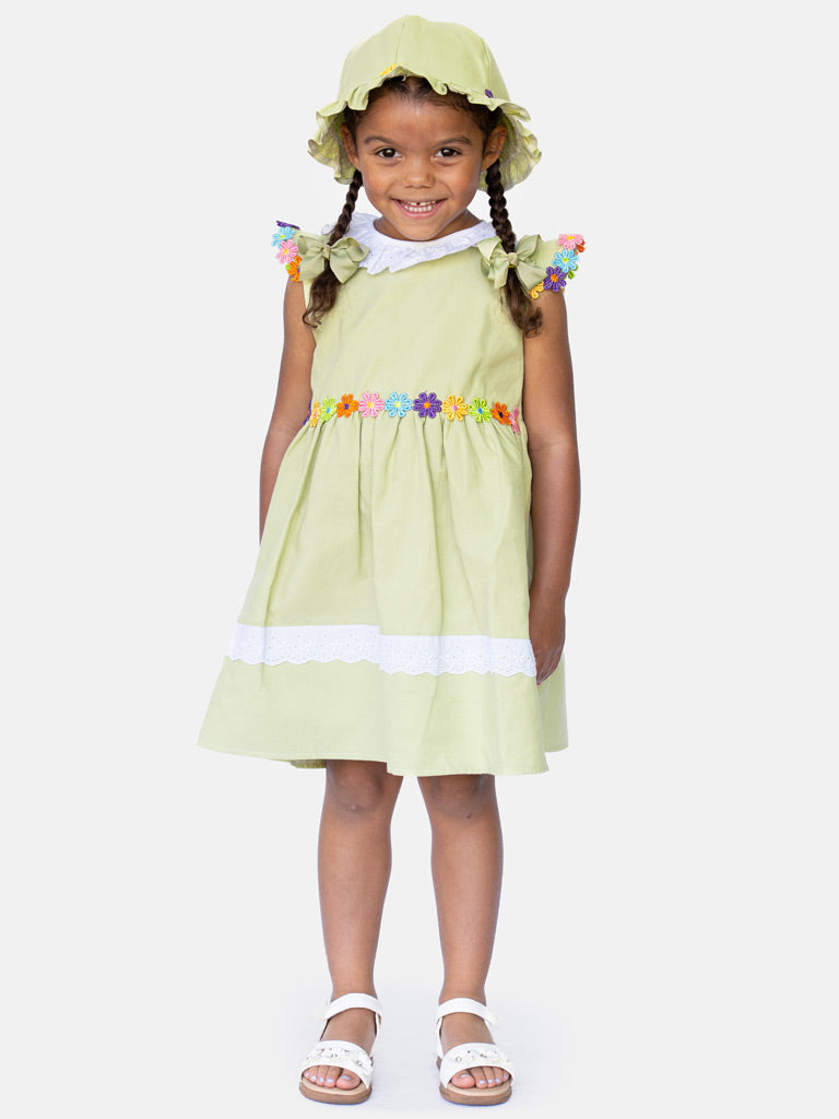 Baby Girl Laura Collection 2-piece Spanish Dress with Hat - Sage