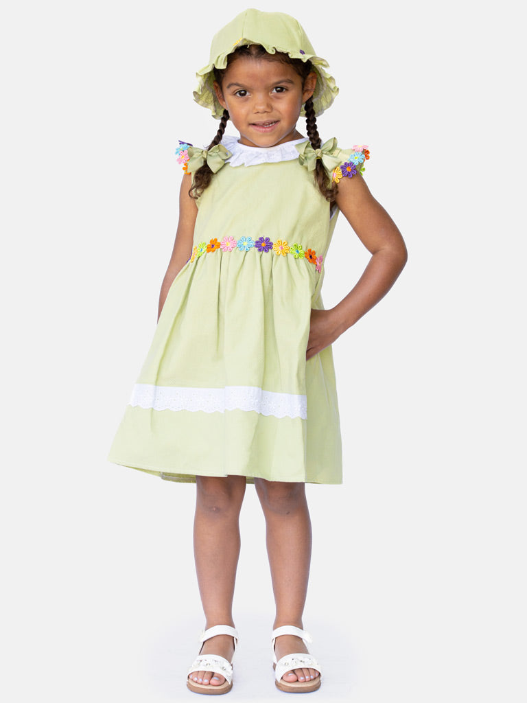 Baby Girl Laura Collection 2-piece Spanish Dress with Hat - Sage
