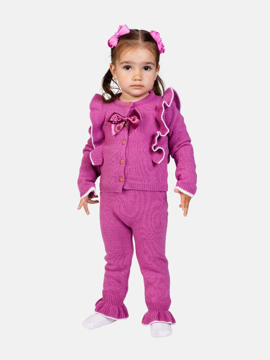 Baby Girl Kim Collection 2-piece Spanish Knitted Set-Plum
