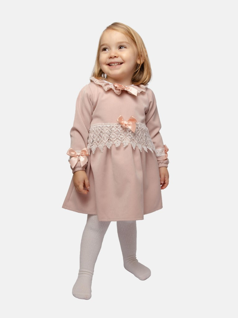 Baby Girl Adella Collection Spanish Dress with Bows-Rose Pink