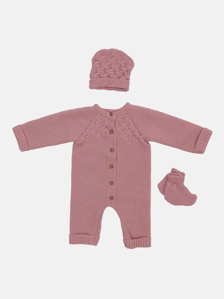 Baby Girl Avila Collection Knitted Set-Dusty Pink