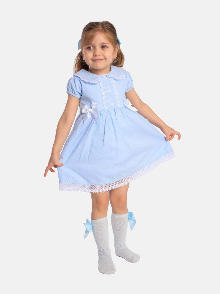 Baby Girl Brianna Collection Spanish Dress with Bows-Baby Blue