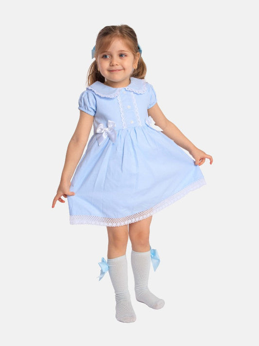 Baby Girl Brianna Collection Spanish Dress with Bows-Baby Blue