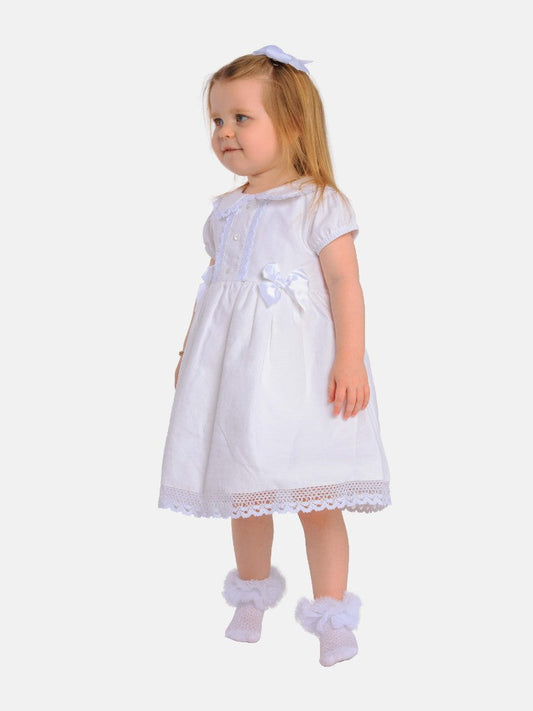 Baby Girl Brianna Collection Spanish Dress with Bows-White