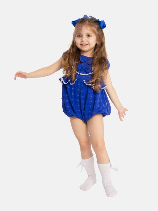 Baby Girl Ema Collection Spanish Romper-Royal Blue