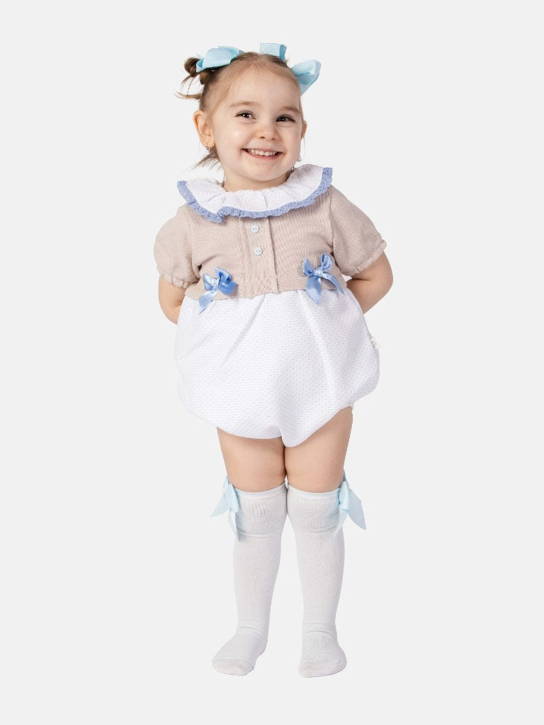 Baby Girl Ines Collection Spanish Romper Set-Baby Blue