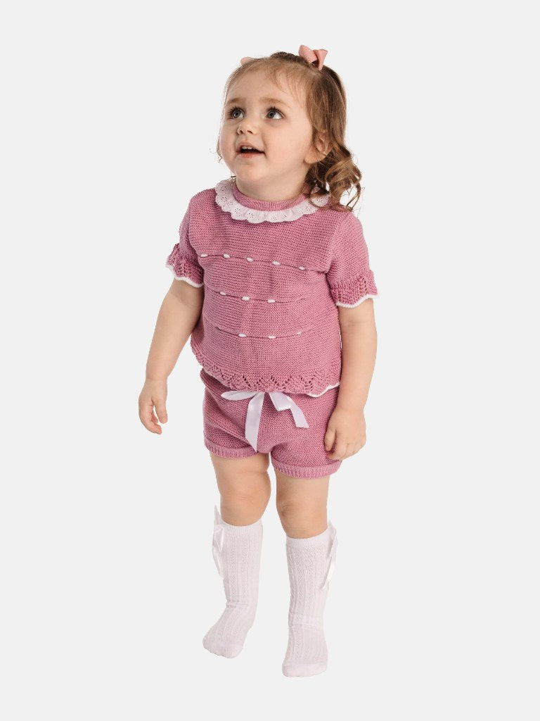 Baby Girl Julia Collection 4-piece Spanish Knitted Set-Lilac Pink
