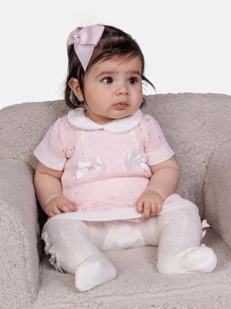 Baby Girl Lola Collection 2-Piece Knitted Dress Set-Baby Pink