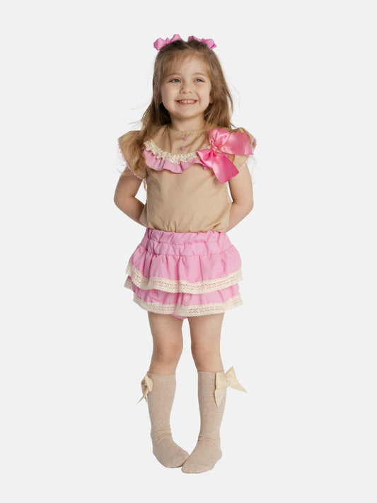 Baby Girl Isla Collection Spanish Romper Set - Pink