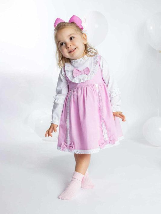 Baby Girl Lucia Collection Dress with Bows and Frilly long sleeve - Lilac