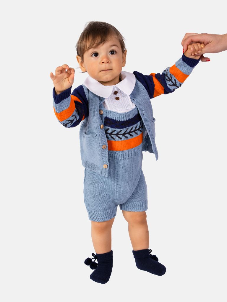 Baby Boy Marco Collection 2-piece Spanish Knitted Set-Ocean Blue