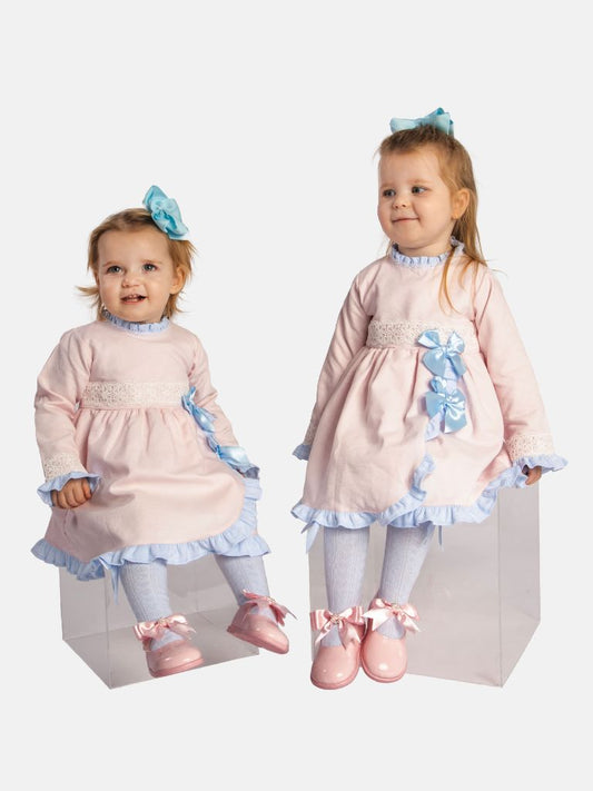 Baby Girl Lorianna Collection Spanish Dress with Ruffles and Bows-Baby Pink