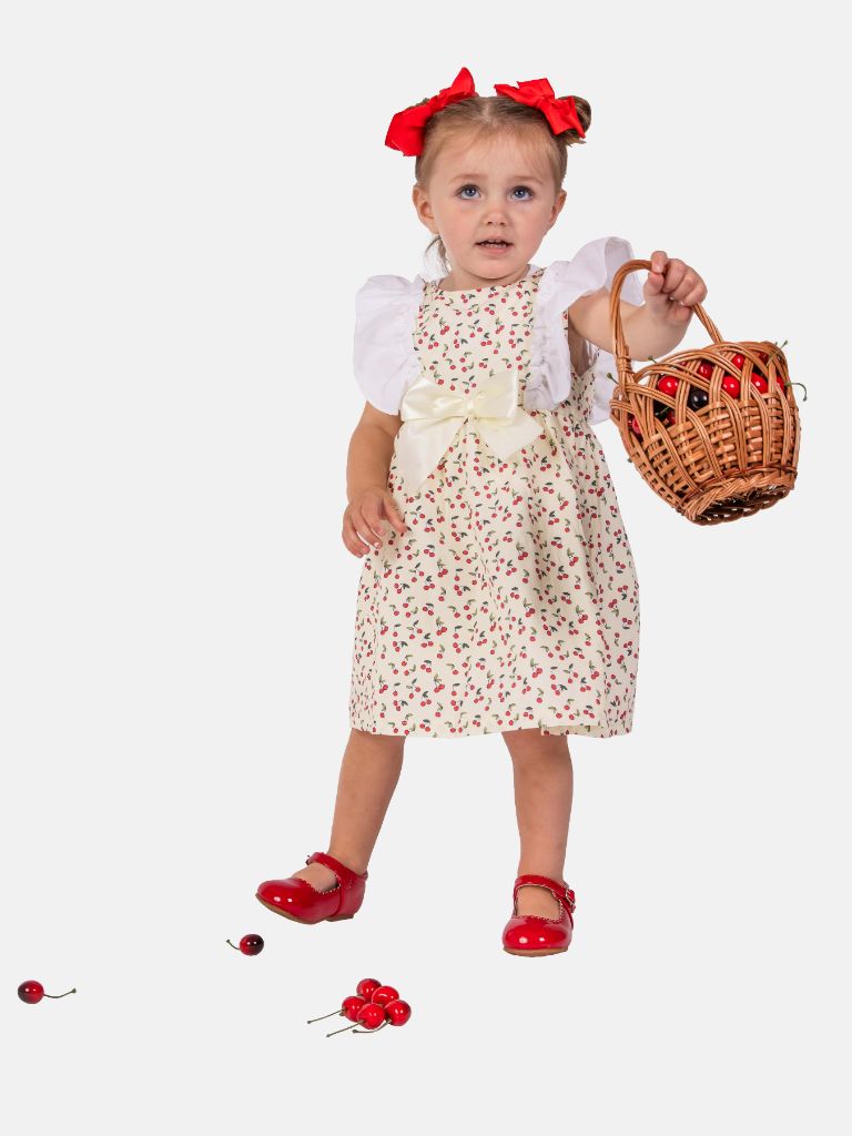Baby Girl Cherry Collection Ruffle Spanish Dress-Lemon Yellow