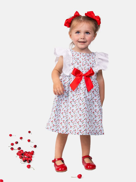 Baby Girl Cherry Collection Ruffle Spanish Dress-Baby Blue