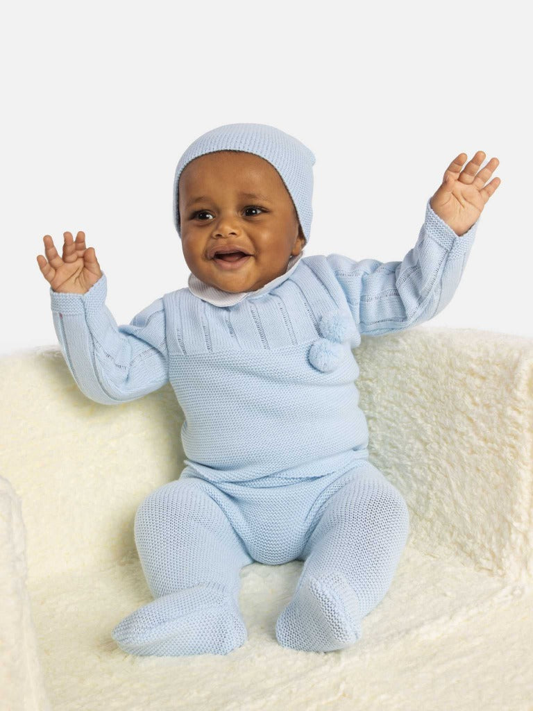 Baby Boy Hugo Collection 3-piece Knitted Set-Baby Blue