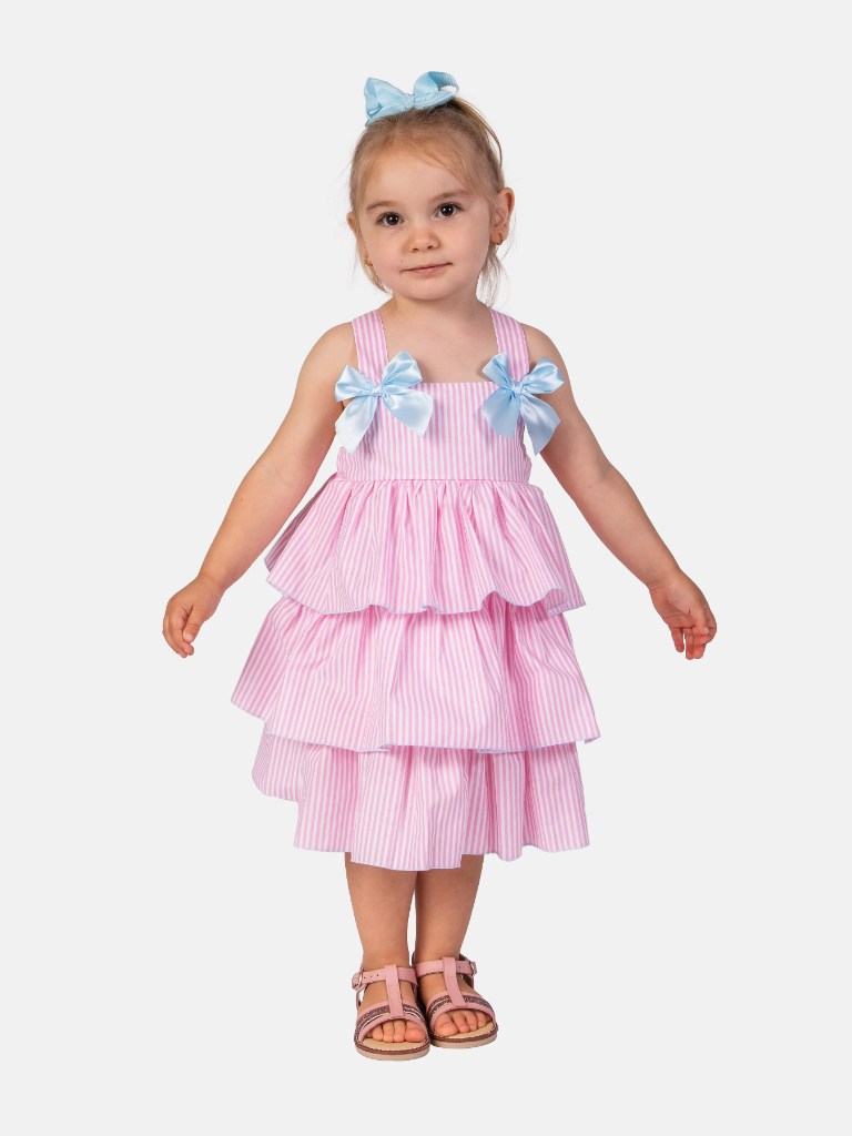 Baby Girl Carolina Collection Spanish Striped Dress-Pink