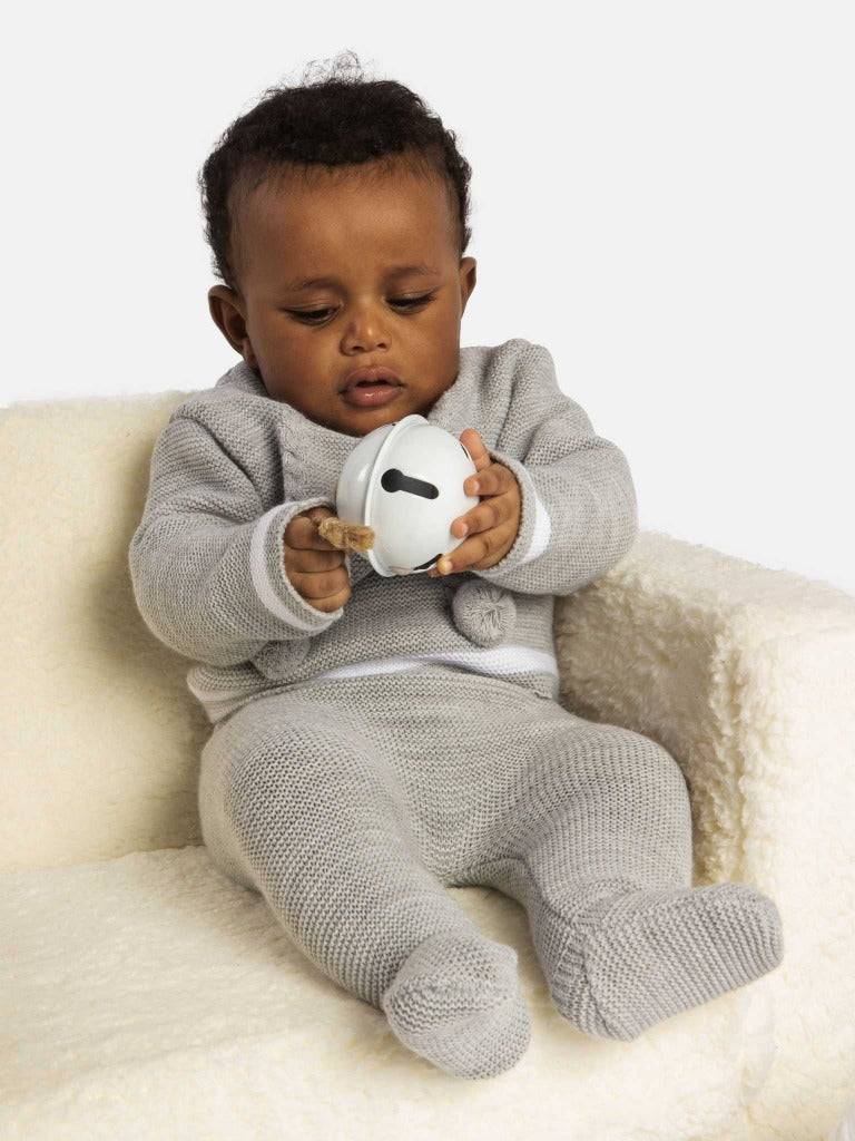 Baby Boy Luis Collection 3-piece Knitted Set with Pom-poms-Grey