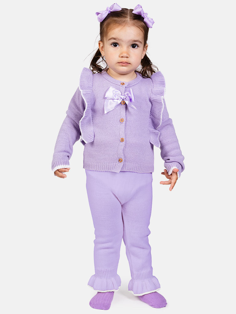 Baby Girl Kim Collection 2-piece Spanish Knitted Set-Purple/Lilac