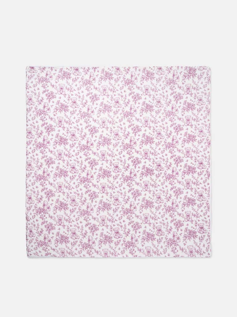 Baby Blanket - Teddy Print Collection - Cherry Red