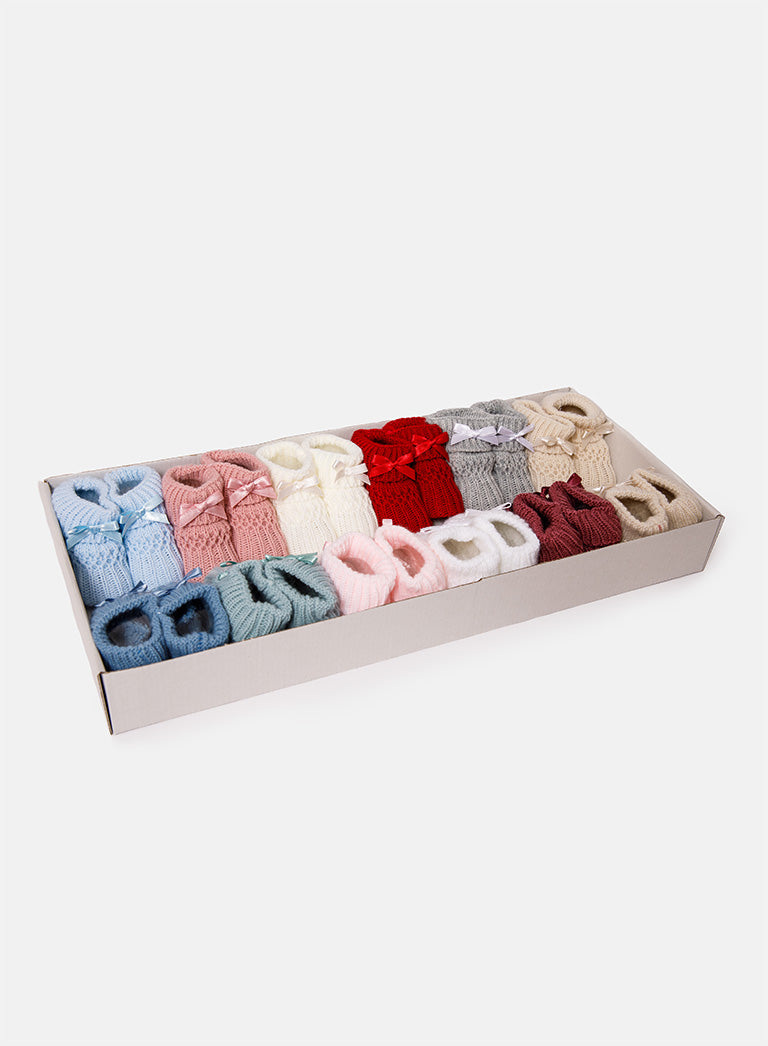 12-Pack Baby Waffle Knit Booties - Mixed Colors