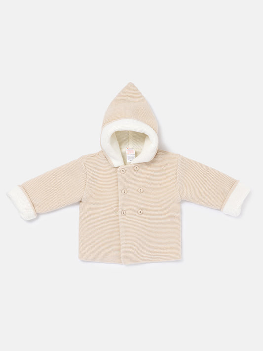 Baby Knitted Coat with Hood - Azul Collection - Beige